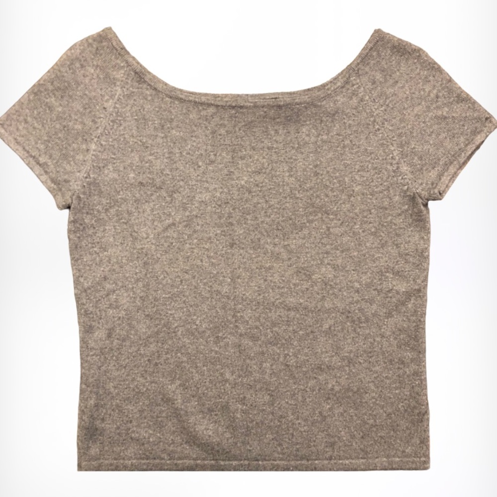 Express World Brand Stretch Dark Gray Short Sleeve SILK/CASHMERE Fitted Sweater